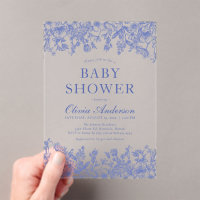Dusty Blue Vintag Floral Chinoiserie Babydusche