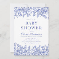 Dusty Blue Vintag Floral Chinoiserie Babydusche