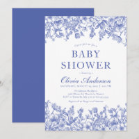 Dusty Blue Vintag Floral Chinoiserie Babydusche