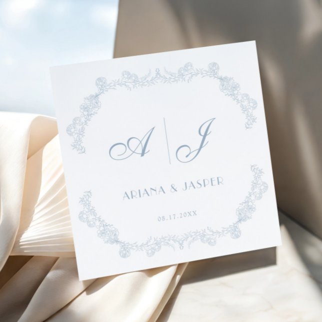 Dusty Blue Vintag Floral Romantic Wedding Serviette (Von Creator hochgeladen)