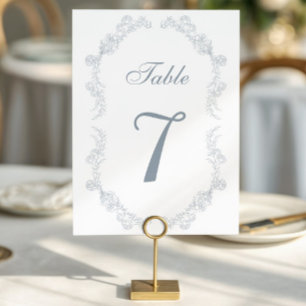 Dusty Blue Vintag Floral Romantic Wedding Tischnummer