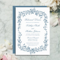Dusty Blue Vintag Floral Script Probe Dinner