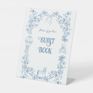 Dusty Blue Vintag Floral Shower Guest book Sockelschild