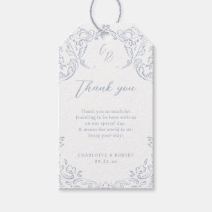 Dusty Blue Vintag Geblüht Monogramm-Gastgeschenk H Geschenkanhänger