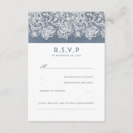 Dusty Blue Vintag Lace Wedding RSVP Karte