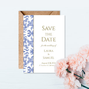 Dusty Blue Vintag Style Save the Date Card Einladung