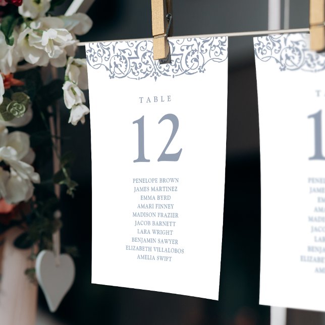 Dusty Blue Vintag Tischnummer Seekarte (Dusty Blue Vintage Table Number Seating Chart)