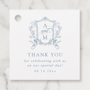 Dusty Blue Vintag Wappen Wedding Vielen Dank Geschenkanhänger