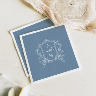 Dusty Blue Vintag Wappen Wedding Vielen Dank Serviette