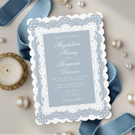 Dusty Blue Vintage Elegant Victorian Lace Wedding Einladung
