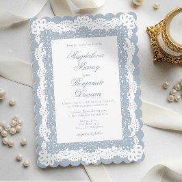 Dusty Blue Vintage Elegant Victorian Lace Wedding Einladung