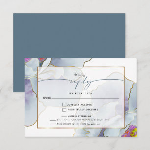 Dusty Blue Violet Exotic Floral Wahl RSVP Karte