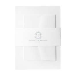 Dusty Blue Wappen Monogram Wedding Einladungsbanderole