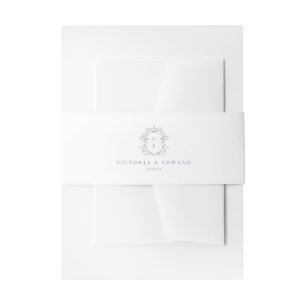 Dusty Blue Wappen Monogram Wedding Einladungsbanderole