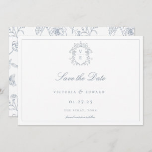 Dusty Blue Wappen Monogram Wedding Save The Date