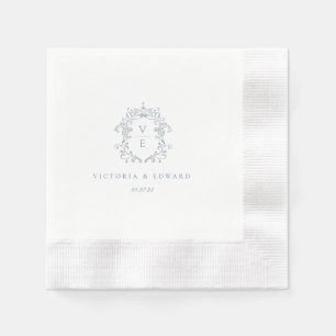 Dusty Blue Wappen Monogram Wedding Serviette