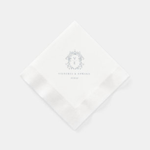 Dusty Blue Wappen Monogram Wedding Serviette