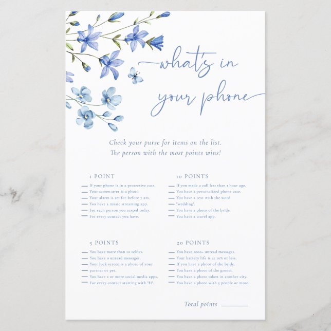 Dusty Blue Was ist in deinem Handy-Brautparty-Spie (Vorderseite)