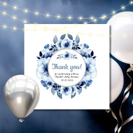 Dusty Blue Watercolor Babydusche Dankeskarte