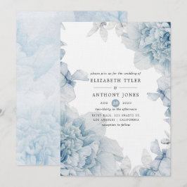 Dusty Blue Watercolor Blühende Hochzeit Einladung