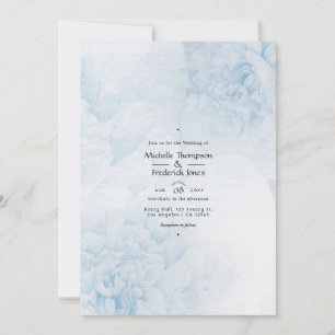Dusty Blue Watercolor Blühende Hochzeit Einladung