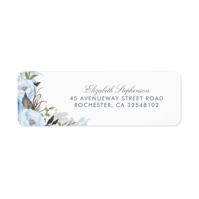 Dusty Blue Watercolor Blume Romantische Hochzeit (Vorne)