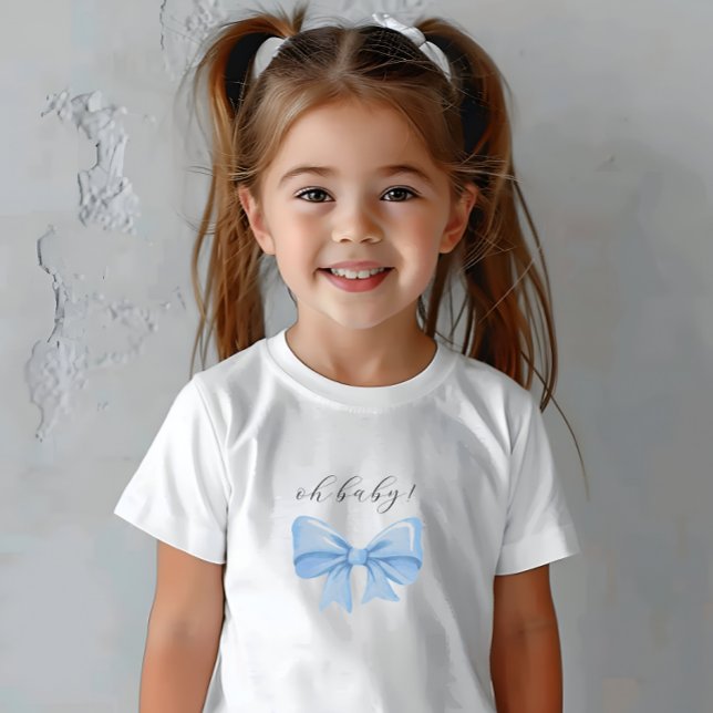 Dusty Blue Watercolor Bow Baby Dusche Baby T-shirt (Dusty Blue Watercolor Bow Baby Shower Baby T-Shirt)