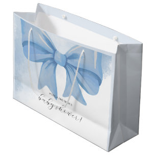 Dusty Blue Watercolor Bow Baby Dusche Große Geschenktüte