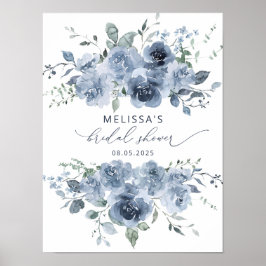 Dusty Blue Watercolor Brautparty Poster