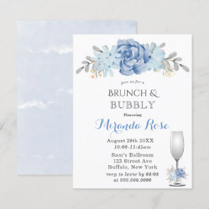 Dusty Blue Watercolor Brunch & Bubbly lädt ein Einladung