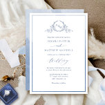 Dusty Blue, Watercolor Elegant Monogram Wedding Einladung<br><div class="desc">Freuen Sie sich auf diese schöne Hochzeitseinladung mit exquisiten handgezeichneten botanischen Monogrammen und modernen handschriftlichen Kalligrafiedetails. Fähigkeit, "zusammen mit ihren Eltern" Einführung in "zusammen mit ihren Familien", "zusammen mit großer Freude" oder "zusammen mit großer Freude" zu ändern. Vorderseite mit zartem, staubblauen und blauen Aquarellrahmen. Zurück mit herrlicher Vollfarbenwäsche in staubblauen...</div>