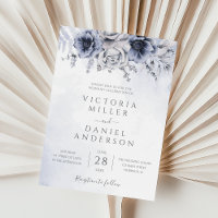 Dusty Blue Watercolor Floral Botanical Wedding