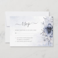 Dusty Blue Watercolor Floral Botanical Wedding