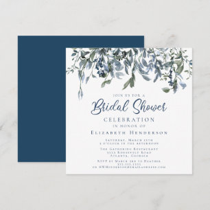 Dusty Blue Watercolor Floral Brautparty Einladung