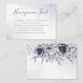 Dusty Blue Watercolor Floral Honeymoon Fund Begleitkarte