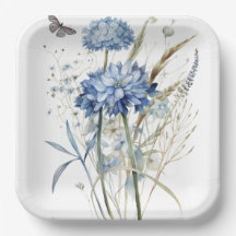 Dusty Blue Watercolor Floral