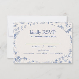 Dusty Blue Watercolor Floral Response Card RSVP Karte