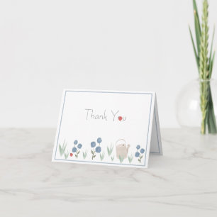 Dusty Blue Watercolor Floral Typografy Simple Dankeskarte