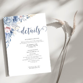 Dusty Blue Watercolor Floral Wedding Begleitkarte
