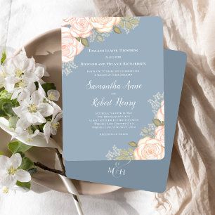Dusty Blue Watercolor Floral Wedding Einladung