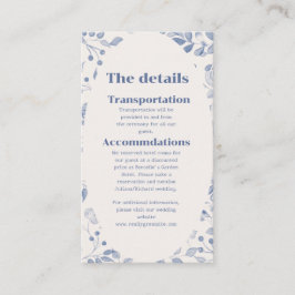 Dusty Blue Watercolor Floral Wedding Invitation Begleitkarte