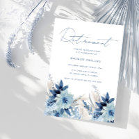 Dusty Blue Watercolor Florals Retirement Party