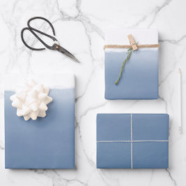 Dusty Blue Watercolor Geschenkpapier Set