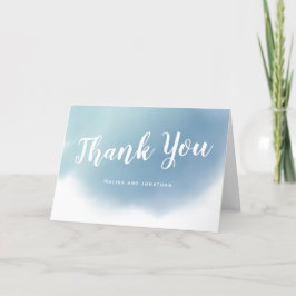 Dusty Blue Watercolor Ombre Wedding Dankeskarte