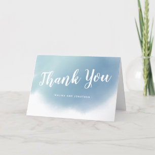 Dusty Blue Watercolor Ombre Wedding Dankeskarte