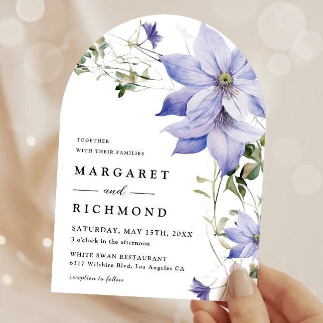 Dusty Blue Watercolor Rustic Floral Arch Wedding Einladung (Von Creator hochgeladen)