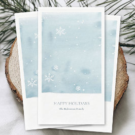 Dusty Blue Watercolor Snowflake Gästetuch Serviette