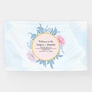 Dusty Blue Watercolor Succulent Family Wiedersehen Banner