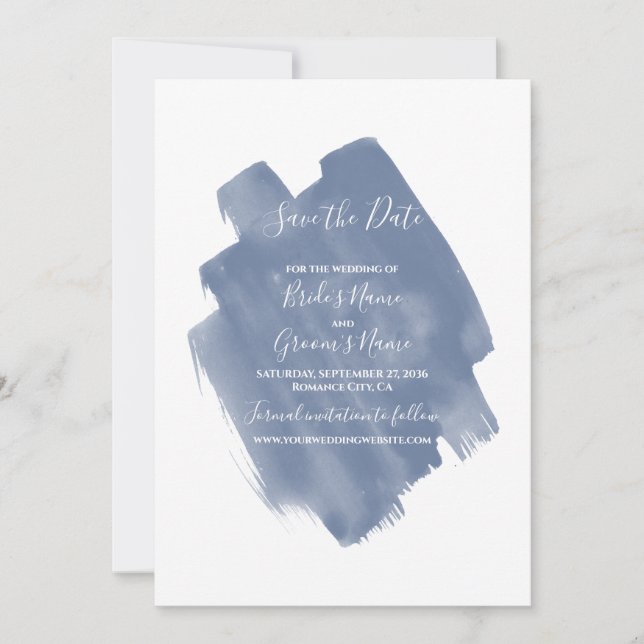 Dusty Blue Watercolor Wedding Save the Date (Vorderseite)