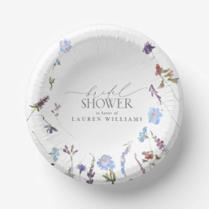 Dusty Blue Watercolor Wildblume Dusche Pappteller